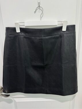 J Crew Black Faux leather skirt Size 14 NWT